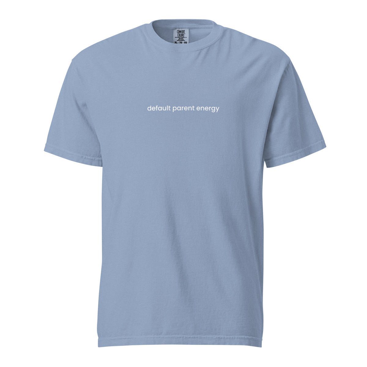 Default Parent Energy tee in Washed Denim blue, front view
