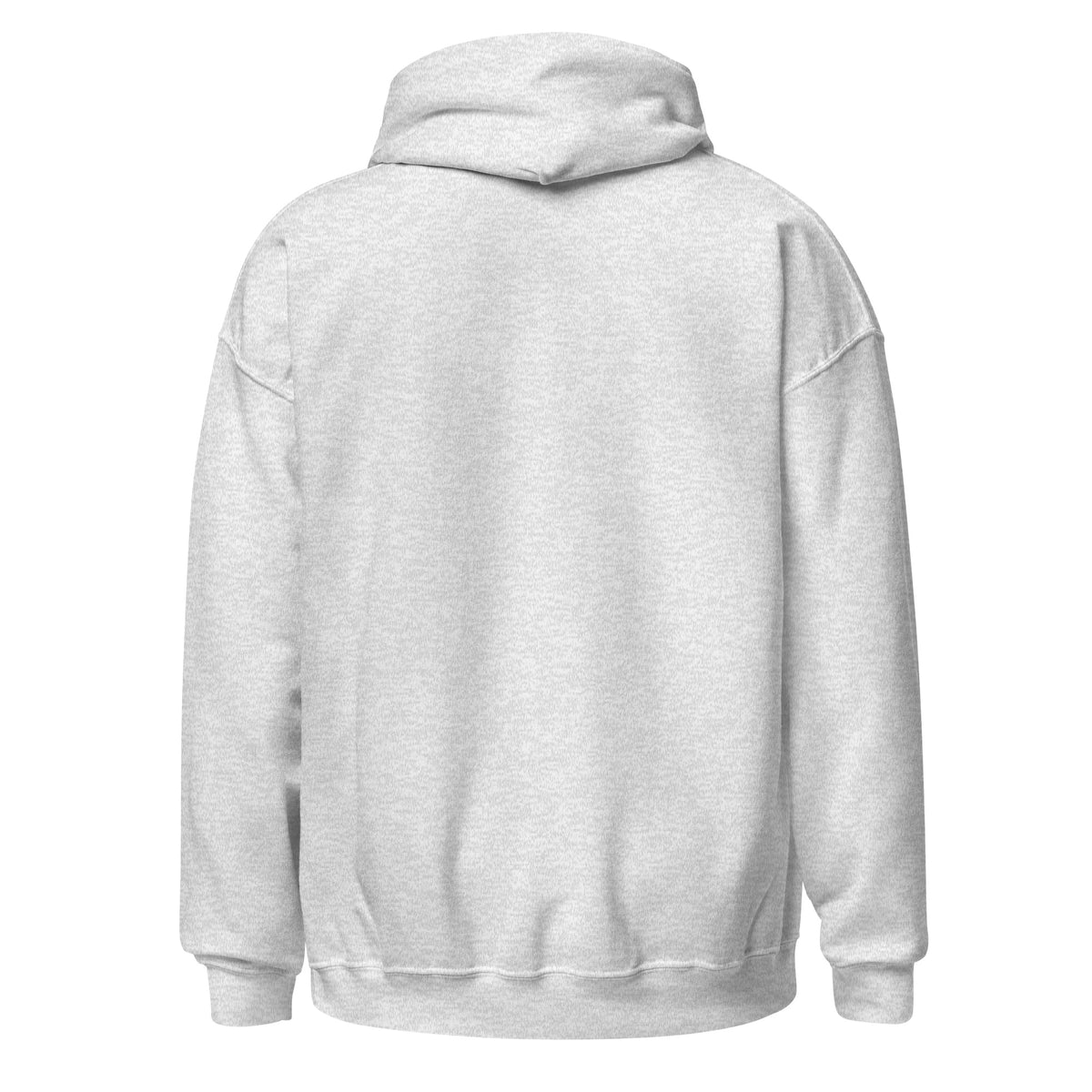 Overstimulated But Optimistic hoodie in heather grey, back view