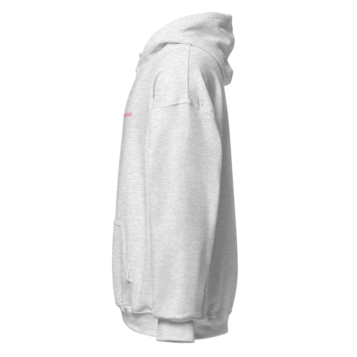Overstimulated But Optimistic hoodie in heather grey, left side view