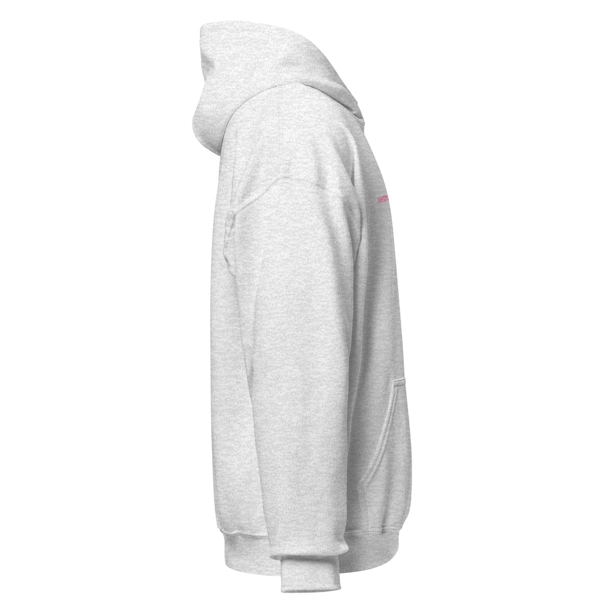 Overstimulated But Optimistic hoodie in heather grey, right side view